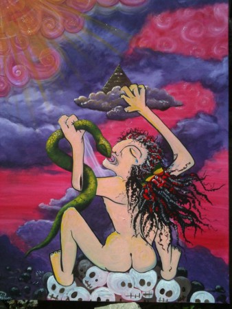 "Gourou versus humanity" //Acrylique sur toile // 100cm x 75 cm //